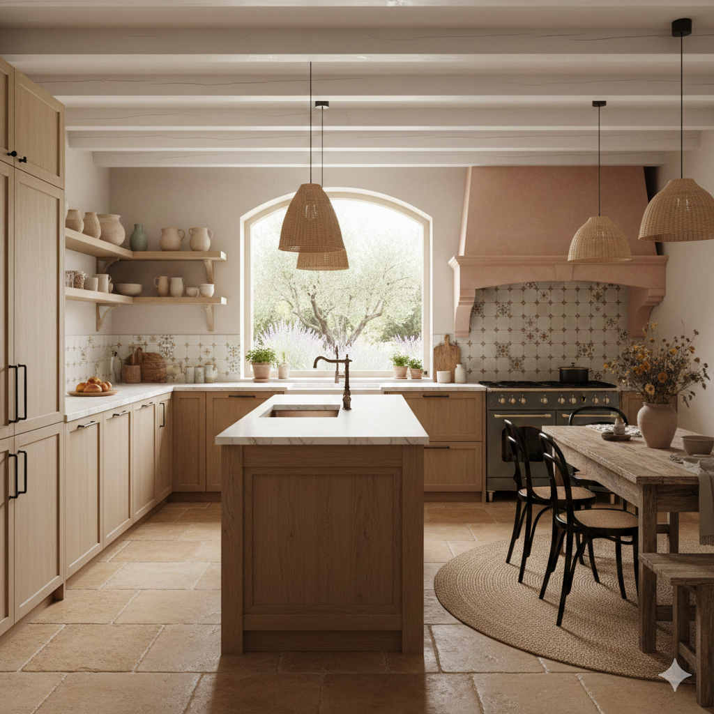 Cuisine provençale avec arches en pierres